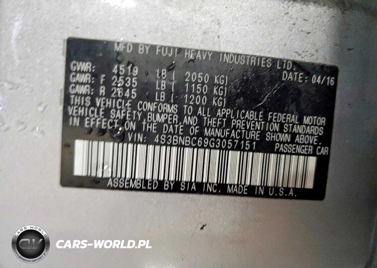 2016 Subaru Legacy 2.5I Premium VIN:4S3BNBC69G3057151 - 13