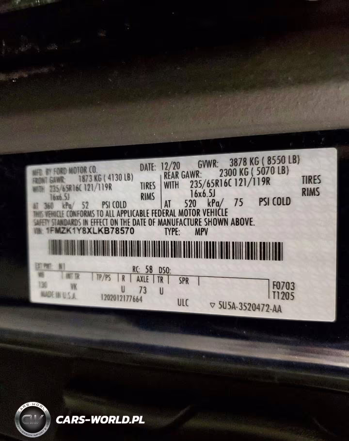 2020 Ford Transit T-150 VIN:1FMZK1Y8XLKB78570 - 13