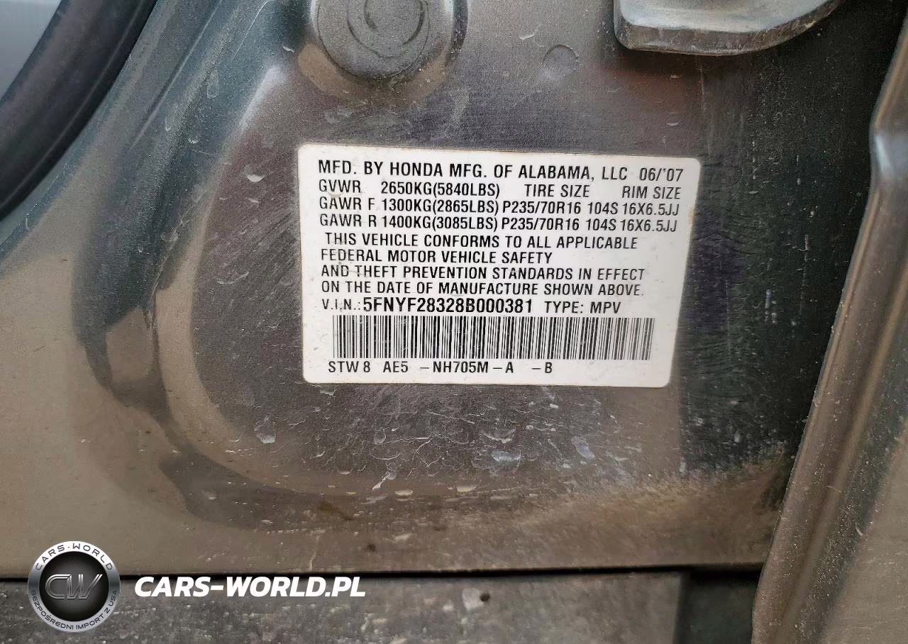 2008 Honda Pilot Se VIN:5FNYF28328B000381 - 13