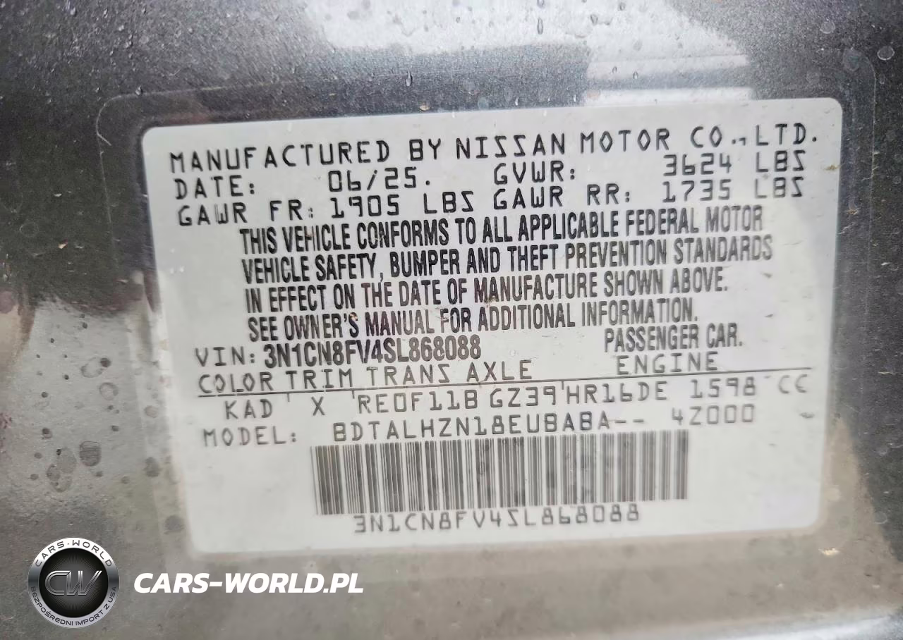 2025 Nissan Versa Sr VIN:3N1CN8FV4SL868088 - 13