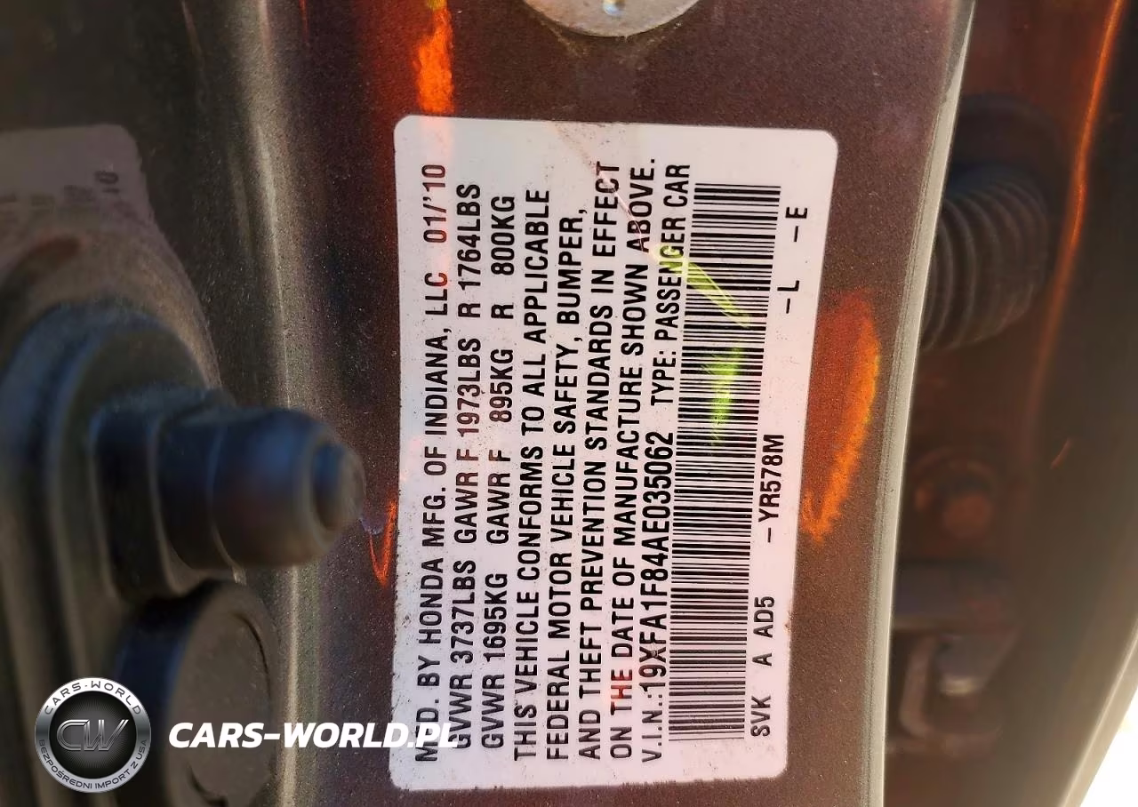 2010 Honda Civic Ex VIN:19XFA1F84AE035062 - 12