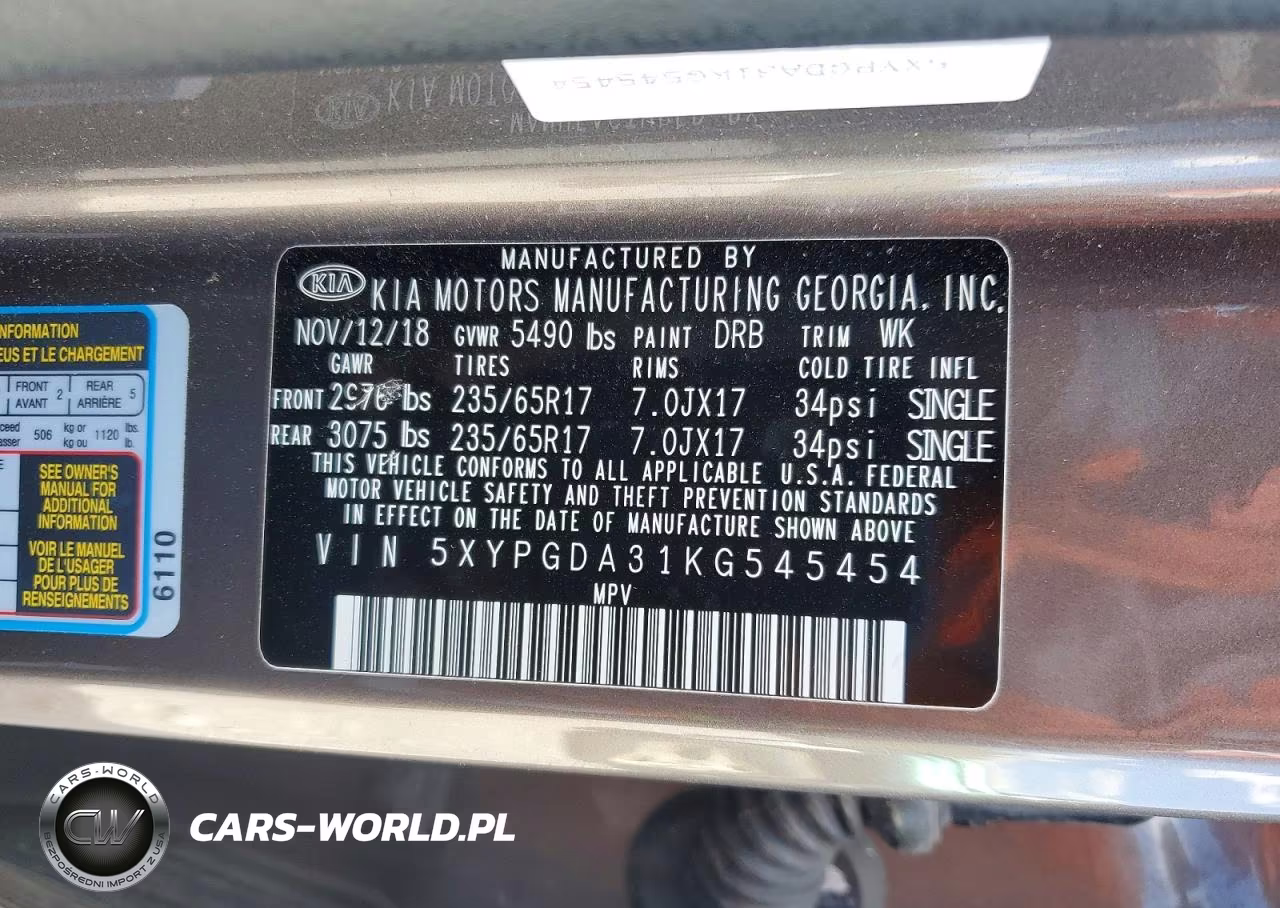 2019 Kia Sorento Lx VIN:5XYPGDA31KG545454 - 14