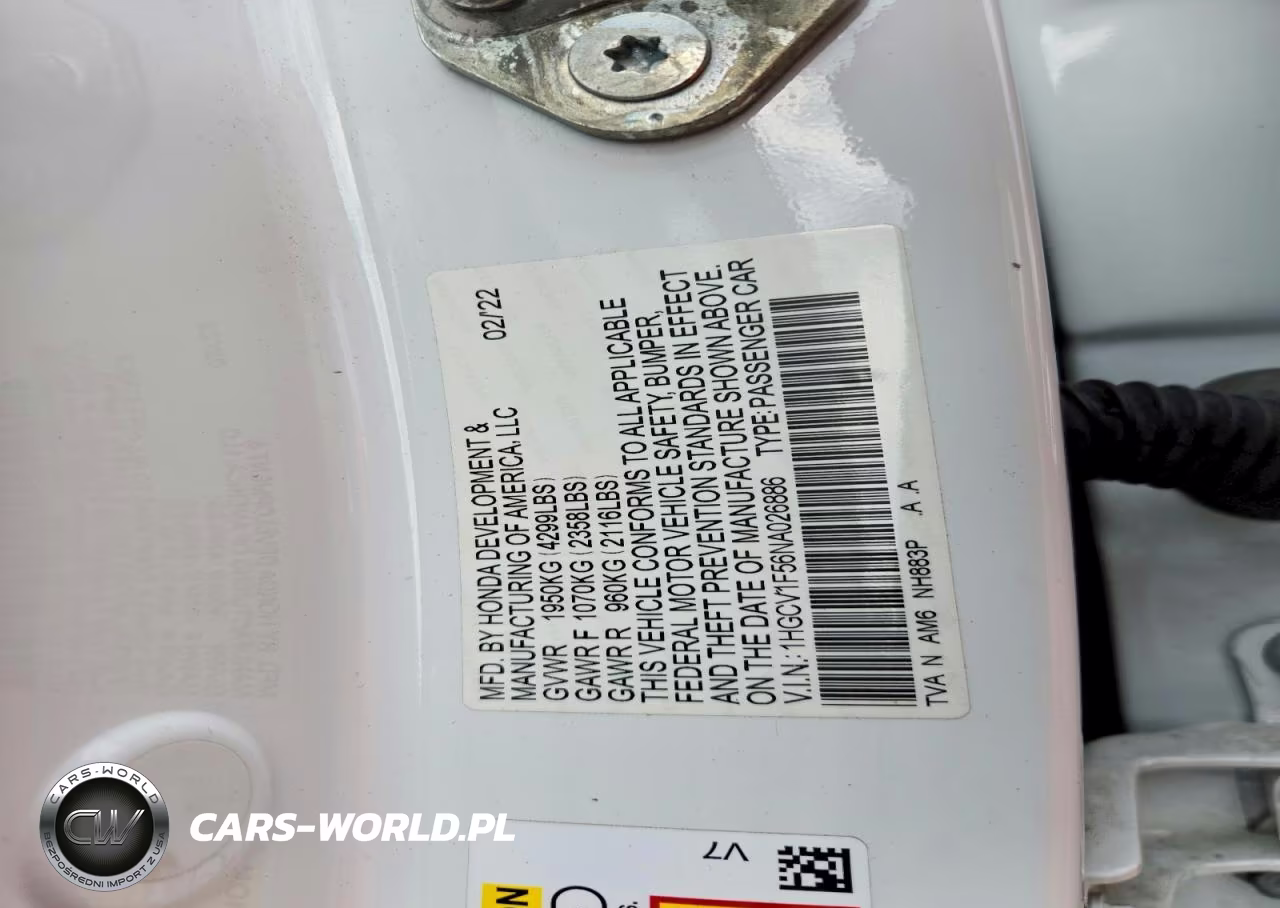 2022 Honda Accord Exl VIN:1HGCV1F56NA026886 - 12