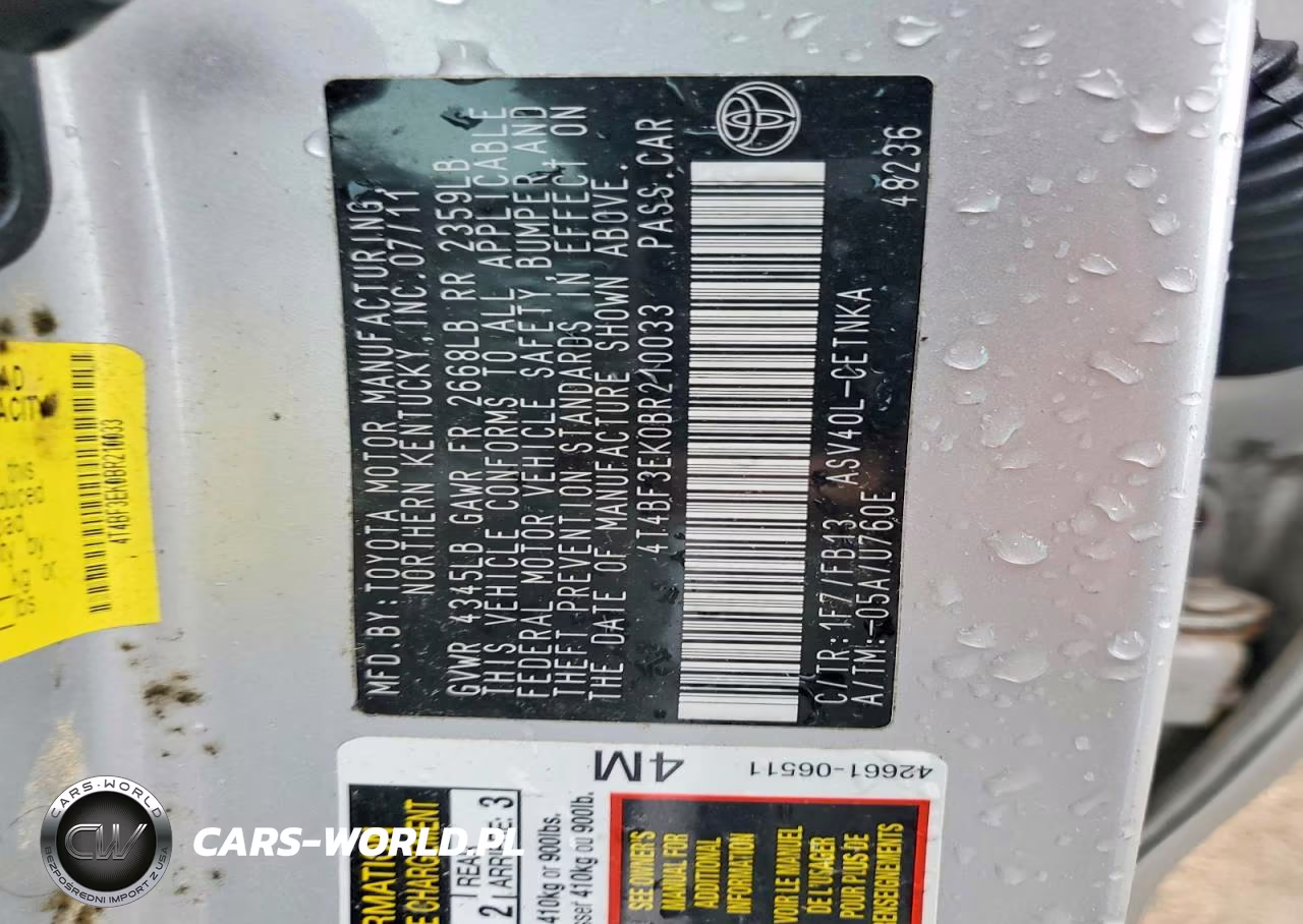 2011 Toyota Camry Le VIN:4T4BF3EK0BR210033 - 12
