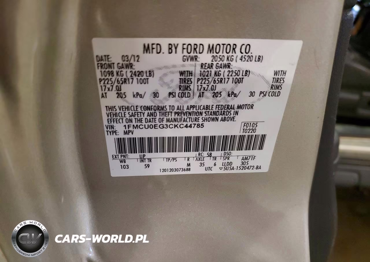 2012 Ford Escape Limited VIN:1FMCU0EG3CKC44785 - 13