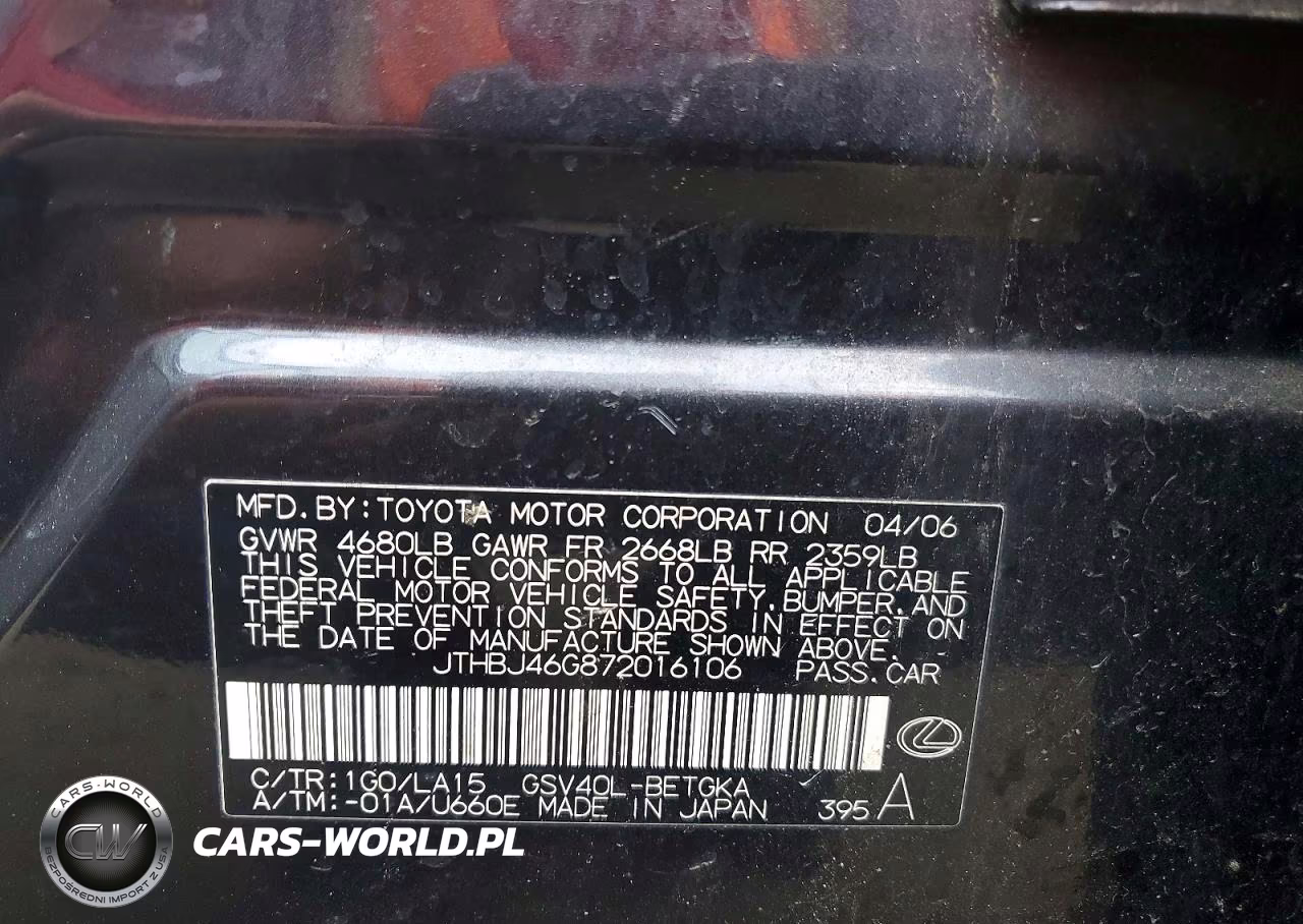 2007 Lexus Es 350 VIN:JTHBJ46G872016106 - 12