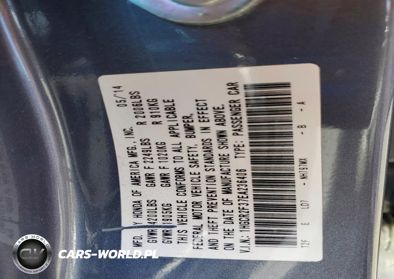 2014 Honda Accord Lx VIN:1HGCR2F37EA236406 - 12