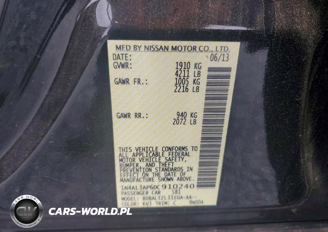 2013 Nissan Altima 2.5 VIN:1N4AL3AP6DC910240 - 12