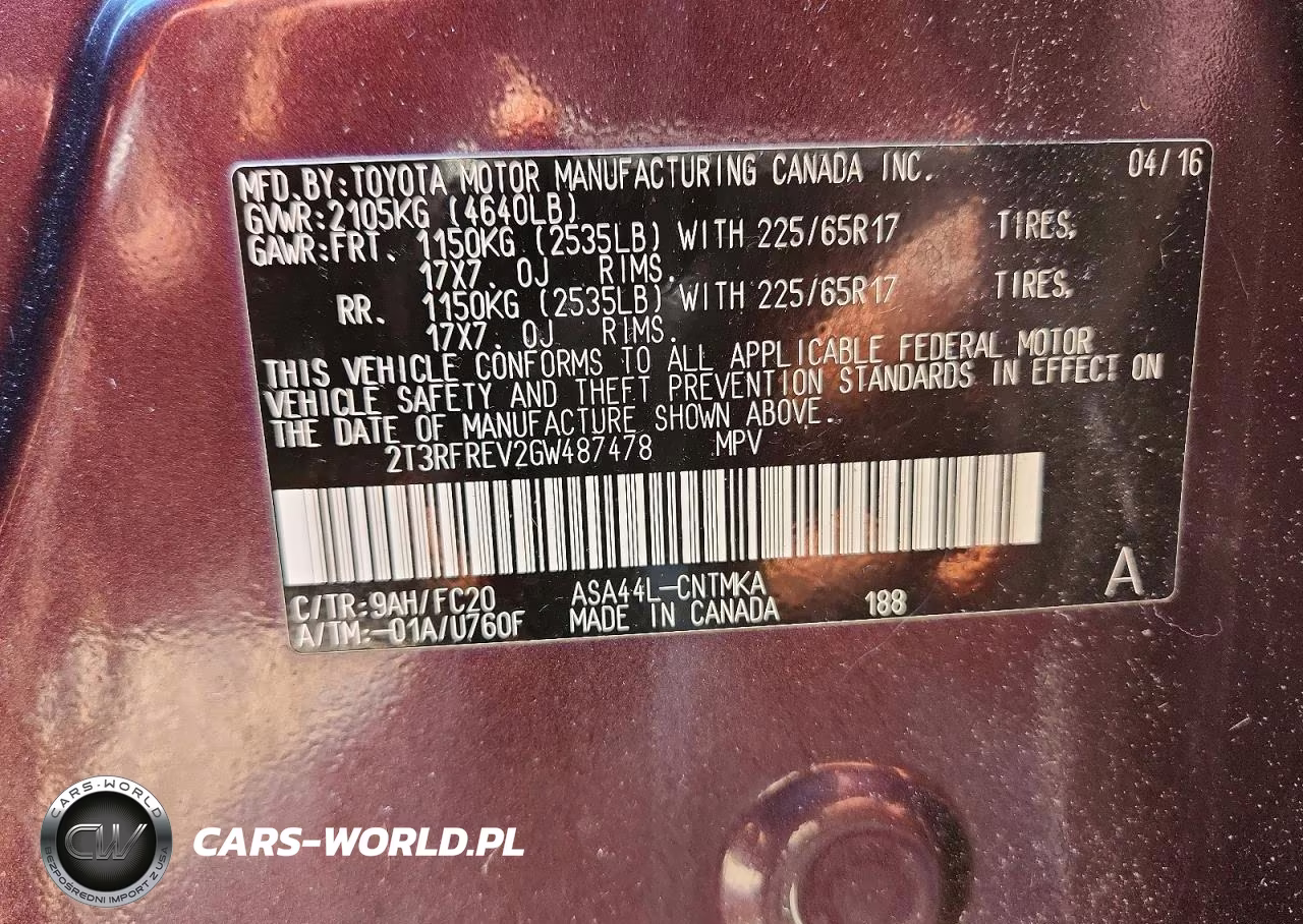 2016 Toyota Rav4 Xle VIN:2T3RFREV2GW487478 - 13