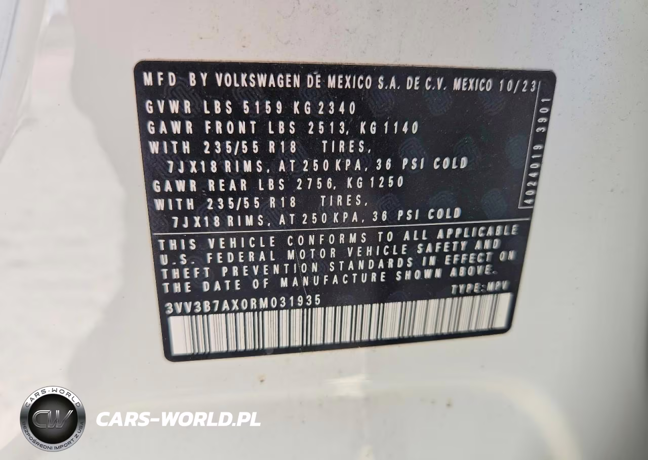 2024 Volkswagen Tiguan Se VIN:3VV3B7AX0RM031935 - 13