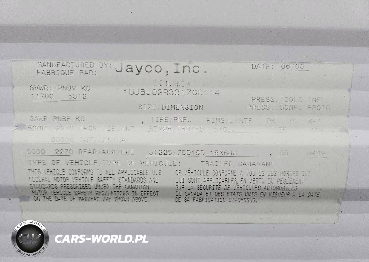 2003 Jayco Rv Trailer VIN:1UJBJ02R3317C0114 - 10