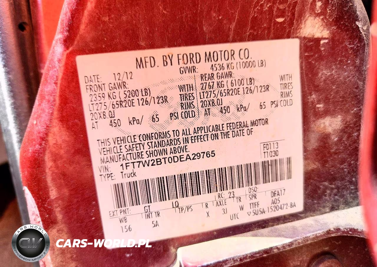 2013 Ford F250 Super Duty VIN:1FT7W2BT0DEA29765 - 12