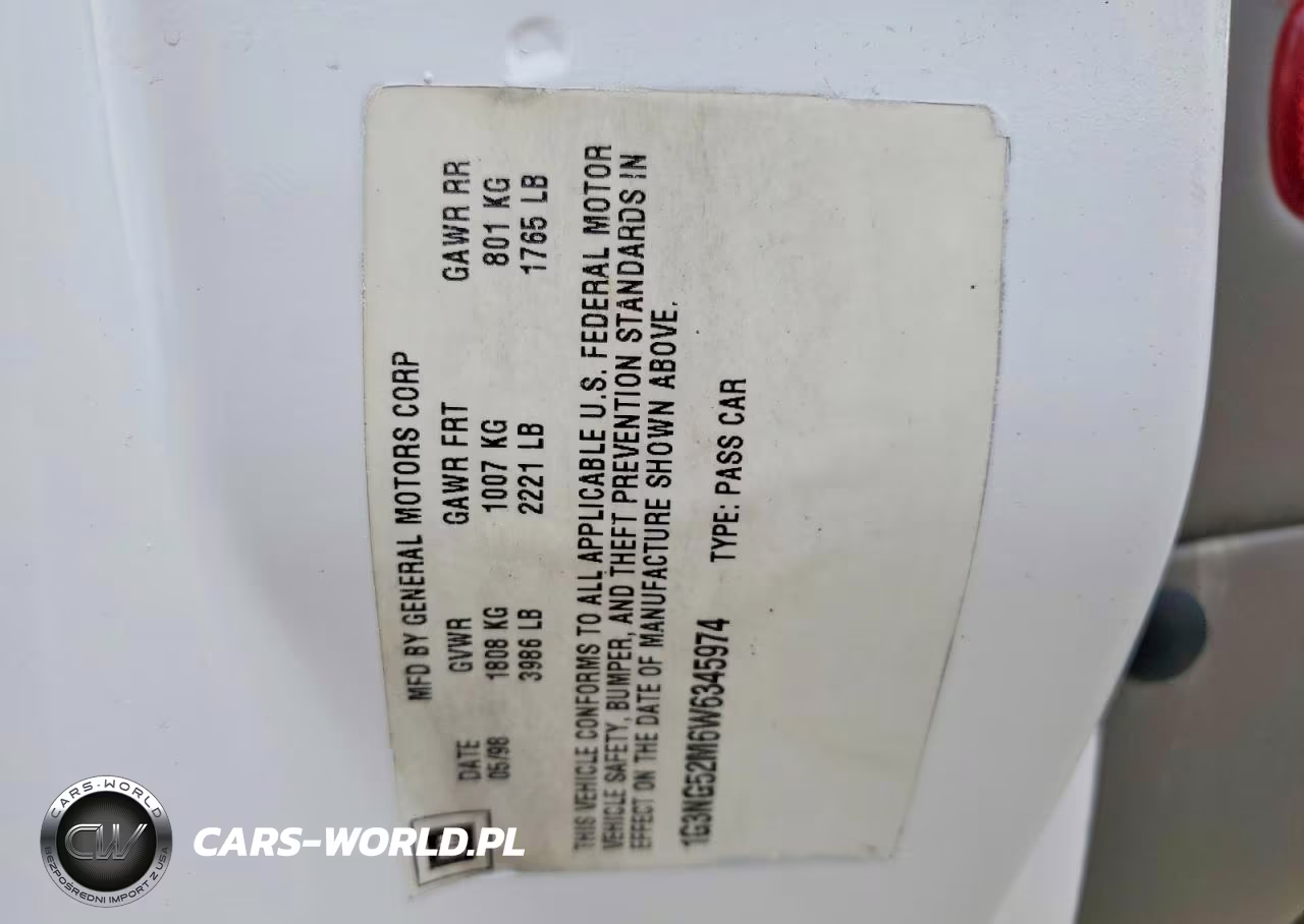 1998 Oldsmobile Cutlass Gls VIN:1G3NG52M6W6345974 - 13