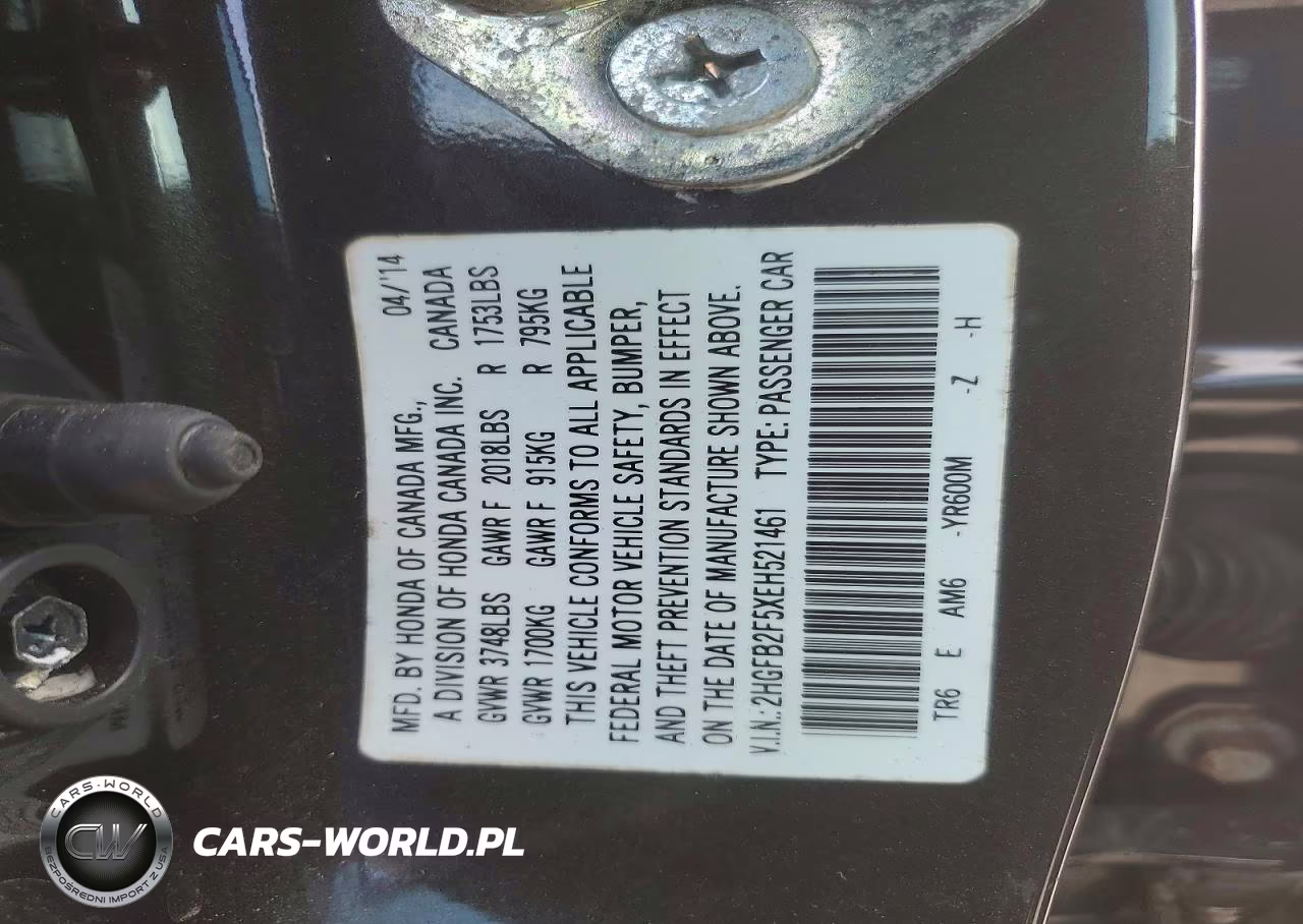 2014 Honda Civic Ex VIN:2HGFB2F5XEH521461 - 12