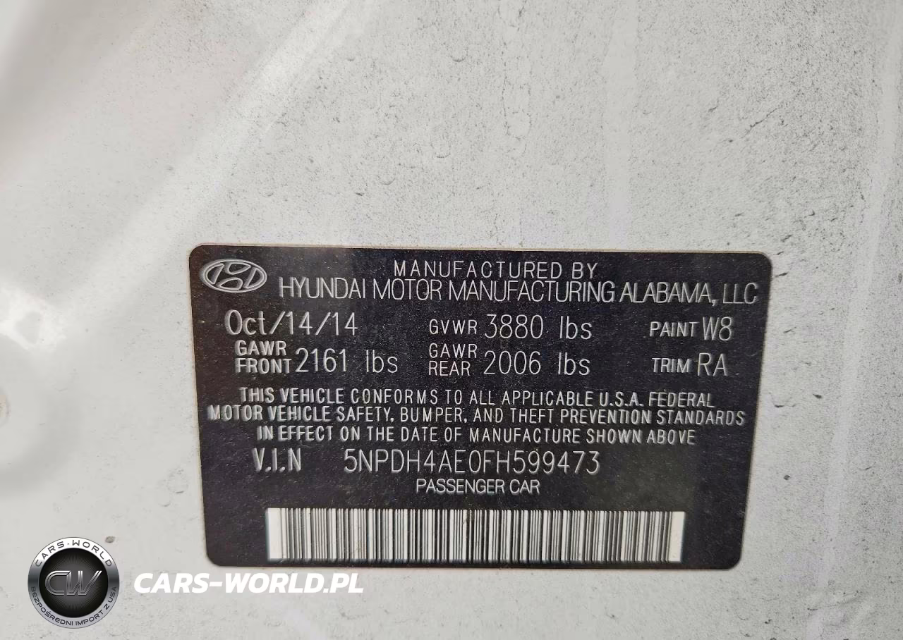 2015 Hyundai Elantra Se VIN:5NPDH4AE0FH599473 - 12
