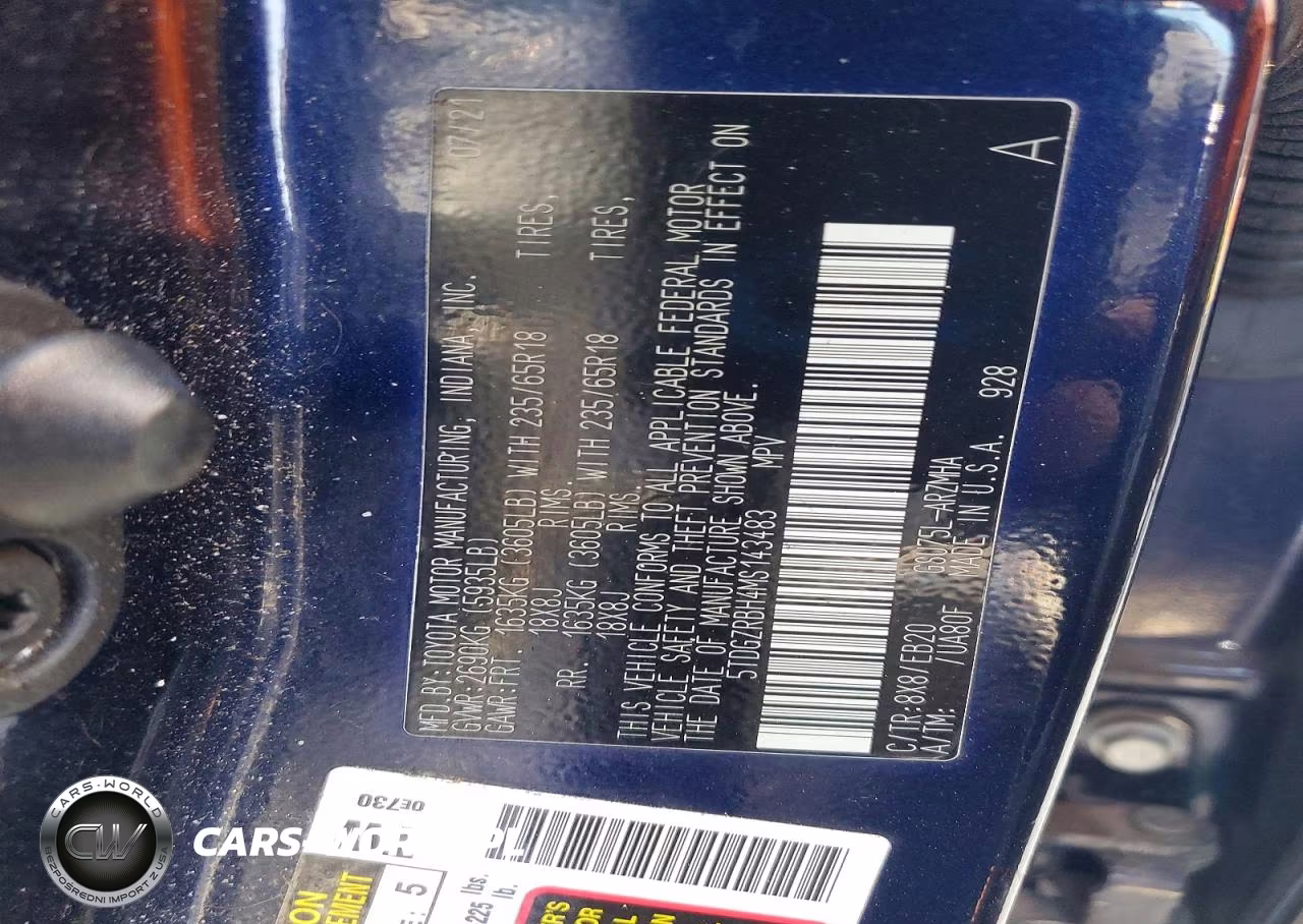 2021 Toyota Highlander Xle VIN:5TDGZRBH4MS143483 - 13