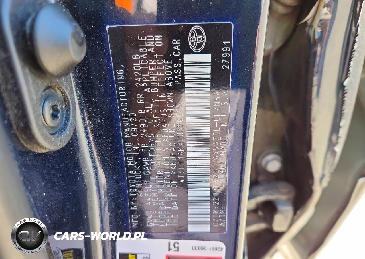 2020 Toyota Camry Le VIN:4T1L11AKXLU396625 - 12