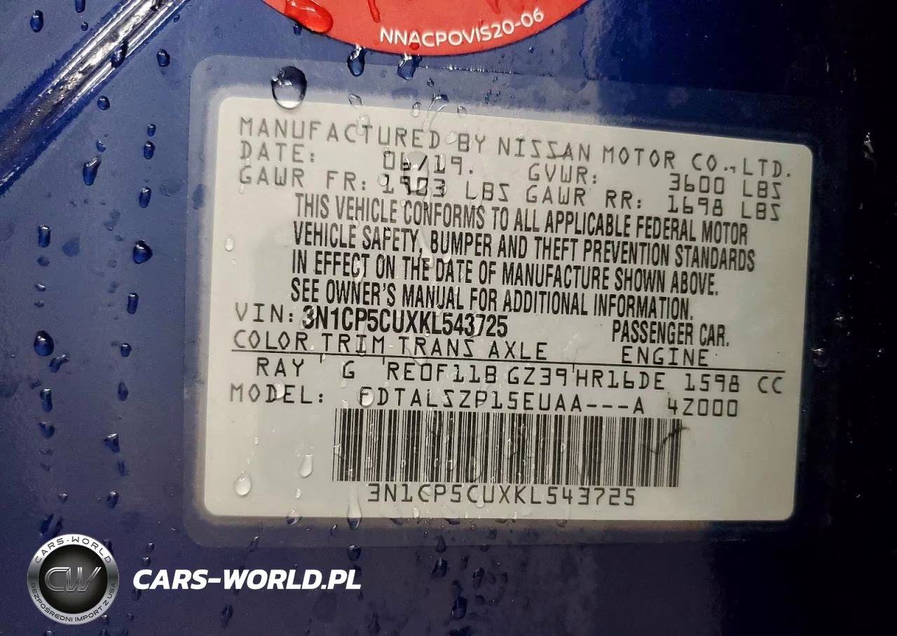2019 Nissan Kicks Sv VIN:3N1CP5CUXKL543725 - 12