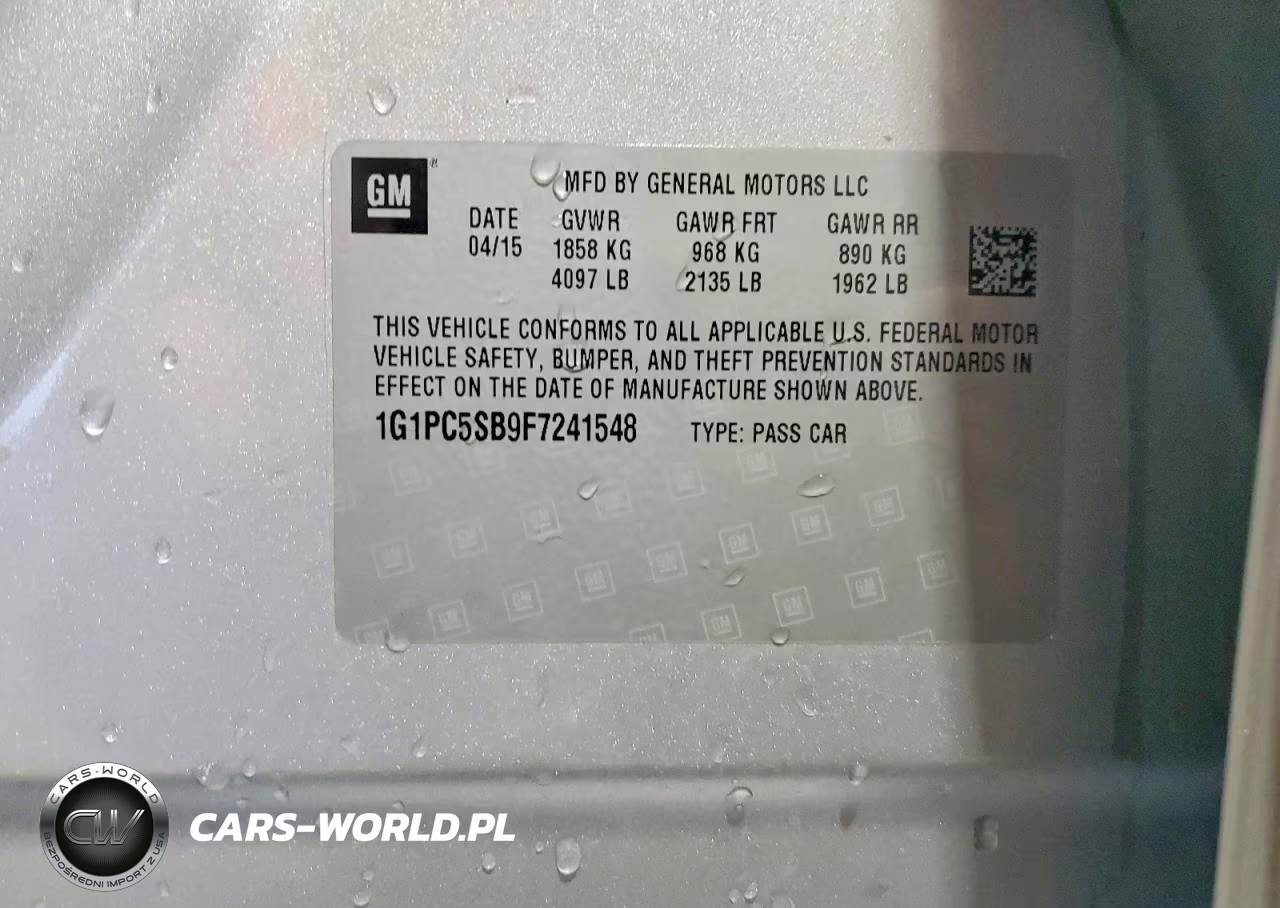 2015 Chevrolet Cruze Lt VIN:1G1PC5SB9F7241548 - 12