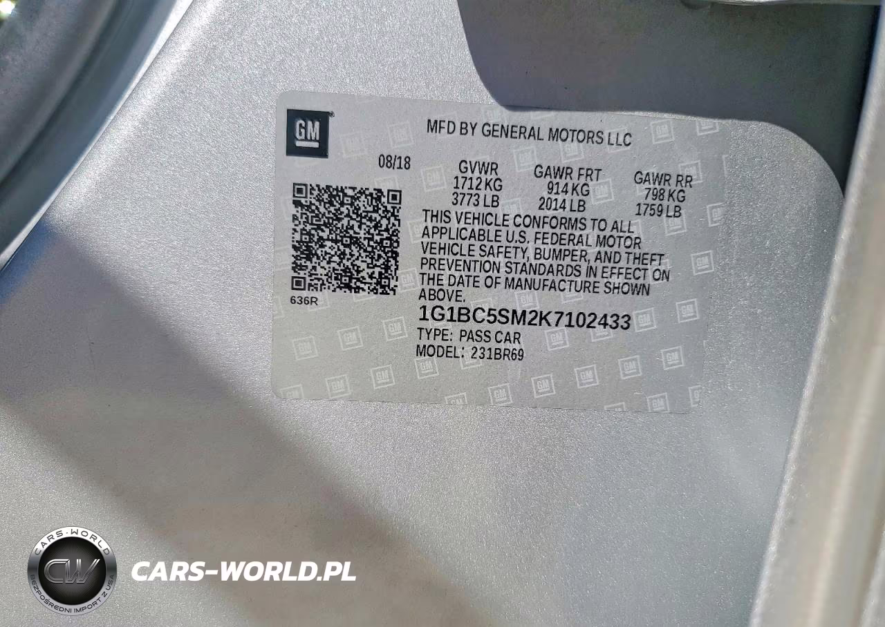 2019 Chevrolet Cruze Ls VIN:1G1BC5SM2K7102433 - 13