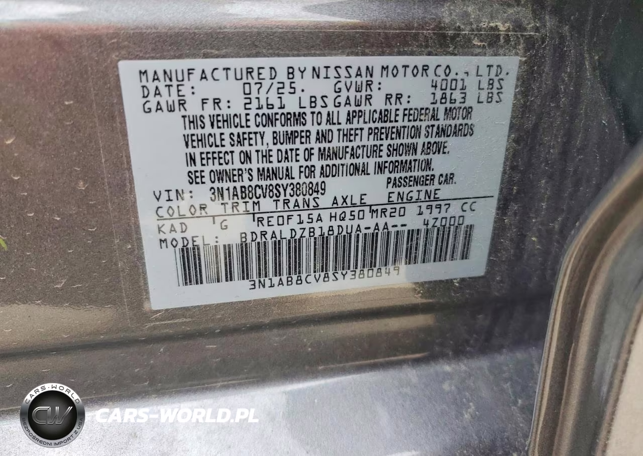 2025 Nissan Sentra Sv VIN:3N1AB8CV8SY380849 - 12