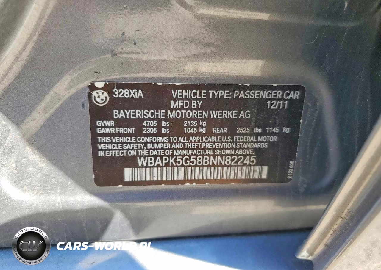 2011 BMW 328 Xi Sulev VIN:WBAPK5G58BNN82245 - 13