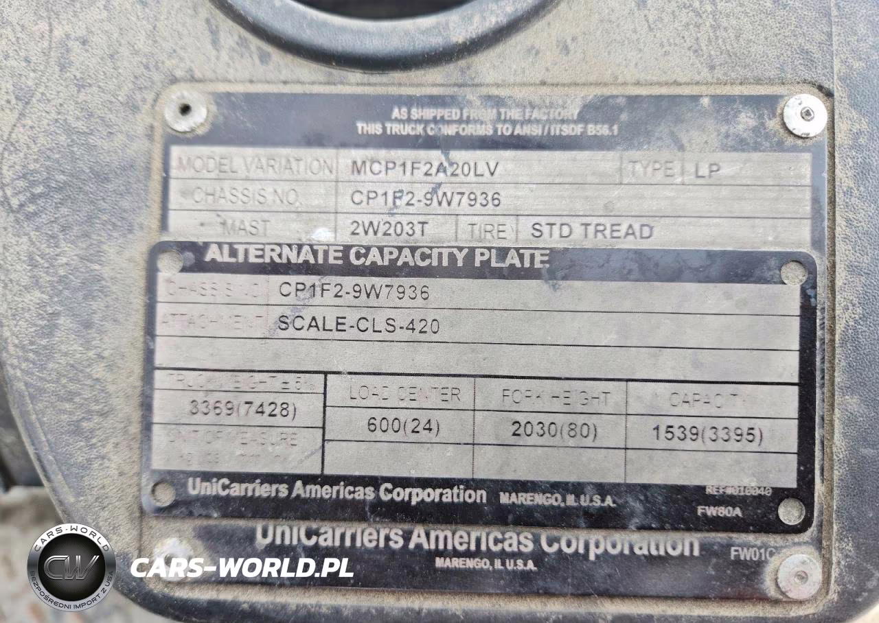 2015 Unicarriers Mcp1F2A20Lv Forklift VIN:CP1F29W7936 - 10