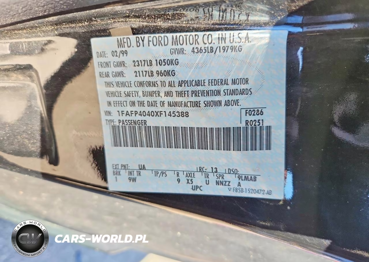 1999 Ford Mustang VIN:1FAFP4040XF145388 - 13