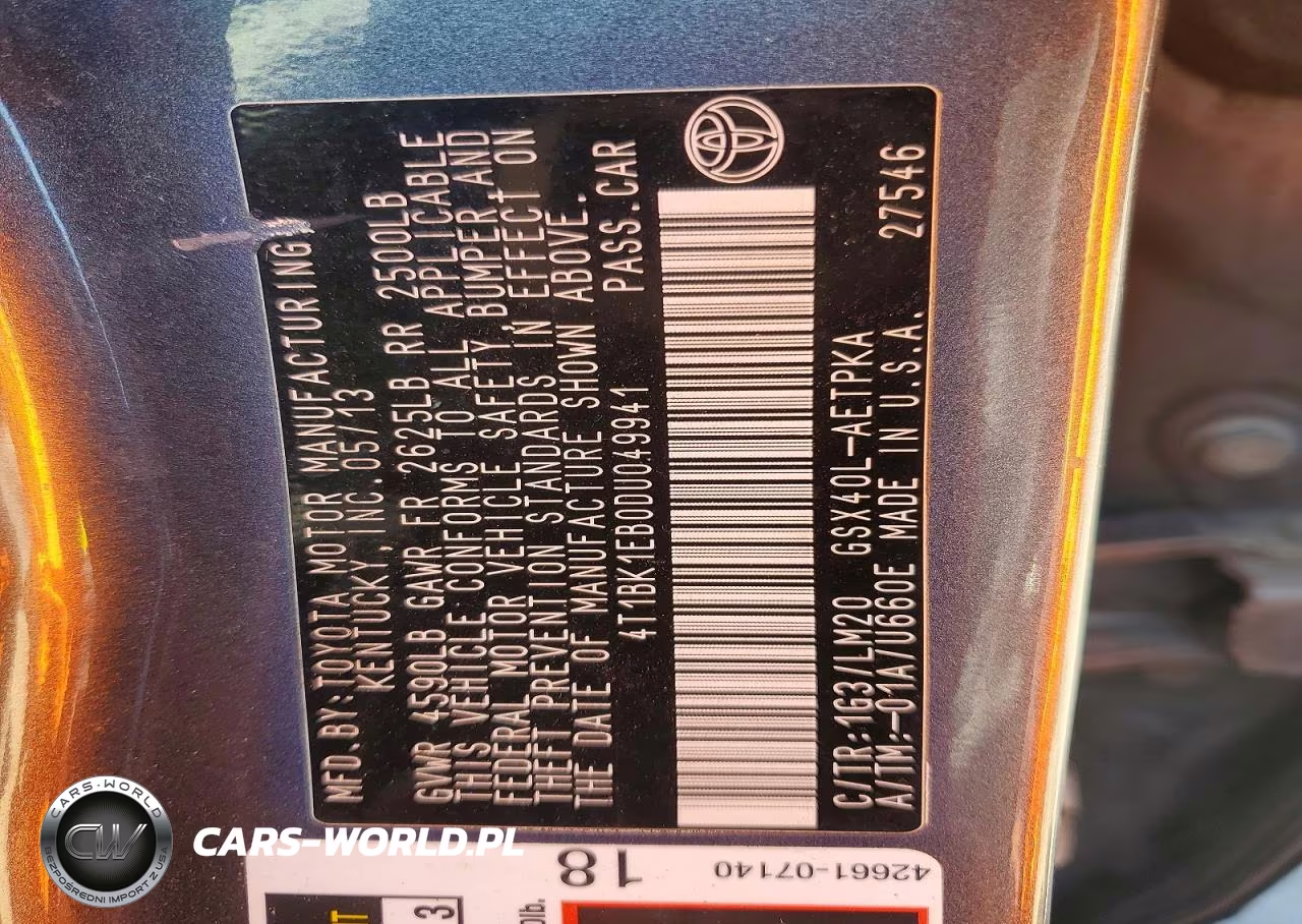 2013 Toyota Avalon VIN:4T1BK1EB0DU049941 - 12