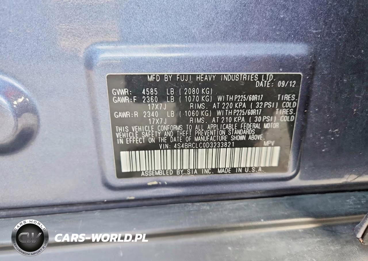2013 Subaru Outback 2.5I Limited VIN:4S4BRCLC0D3233821 - 13