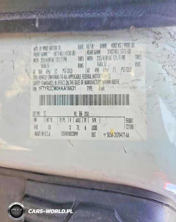 2019 Ford Transit T-250 Delivery Van VIN:1FTYR2CM0KKA16631 - 14