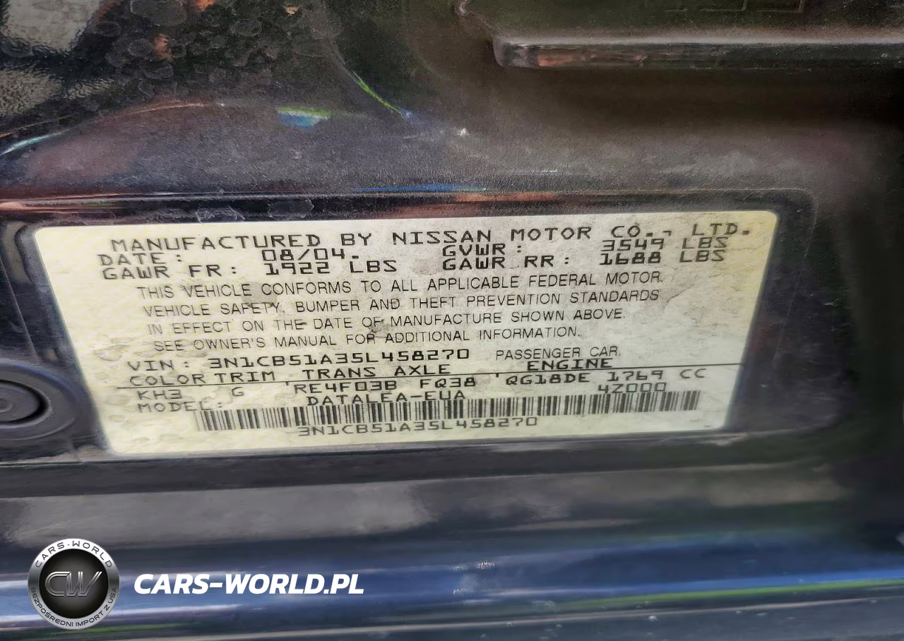 2005 Nissan Sentra 1.8S VIN:3N1CB51A35L458270 - 13