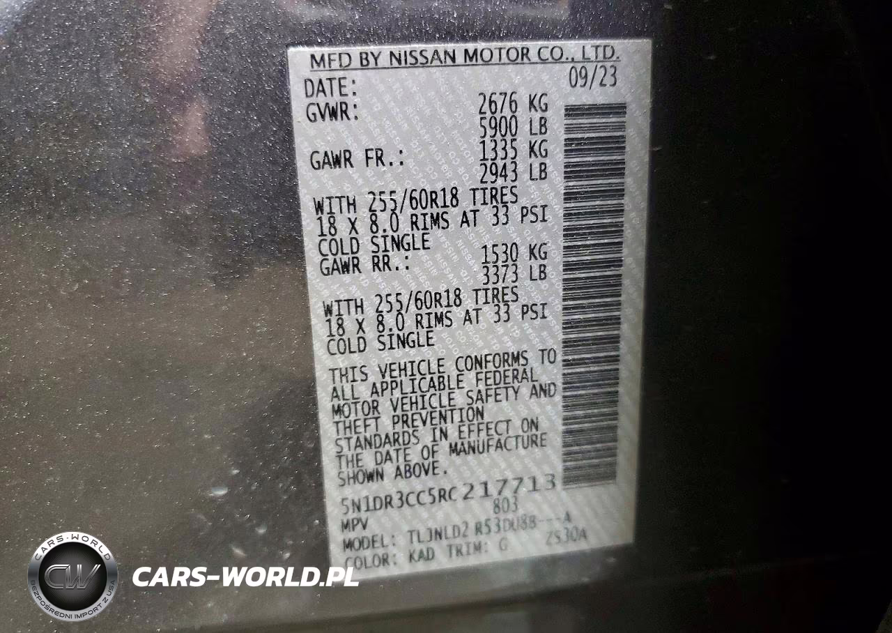 2024 Nissan Pathfinder Sl VIN:5N1DR3CC5RC217713 - 14