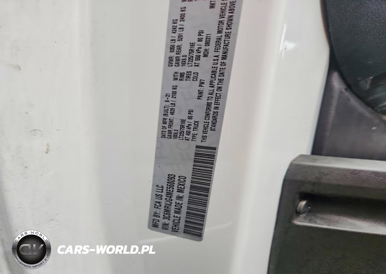 2021 Ram Promaster 3500 3500 High VIN:3C6MRVJG4ME568093 - 12