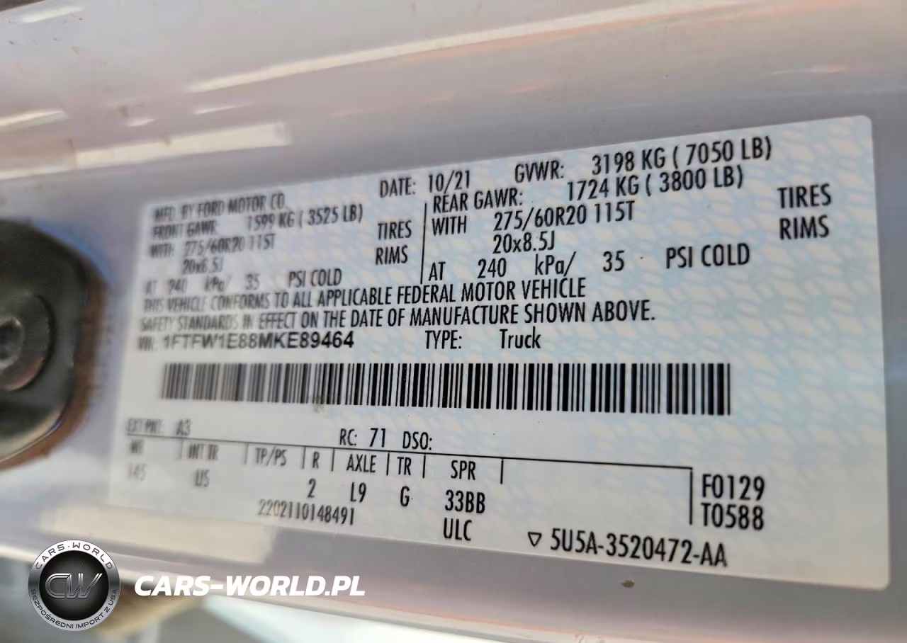 2021 Ford F150 Supercrew VIN:1FTFW1E88MKE89464 - 12