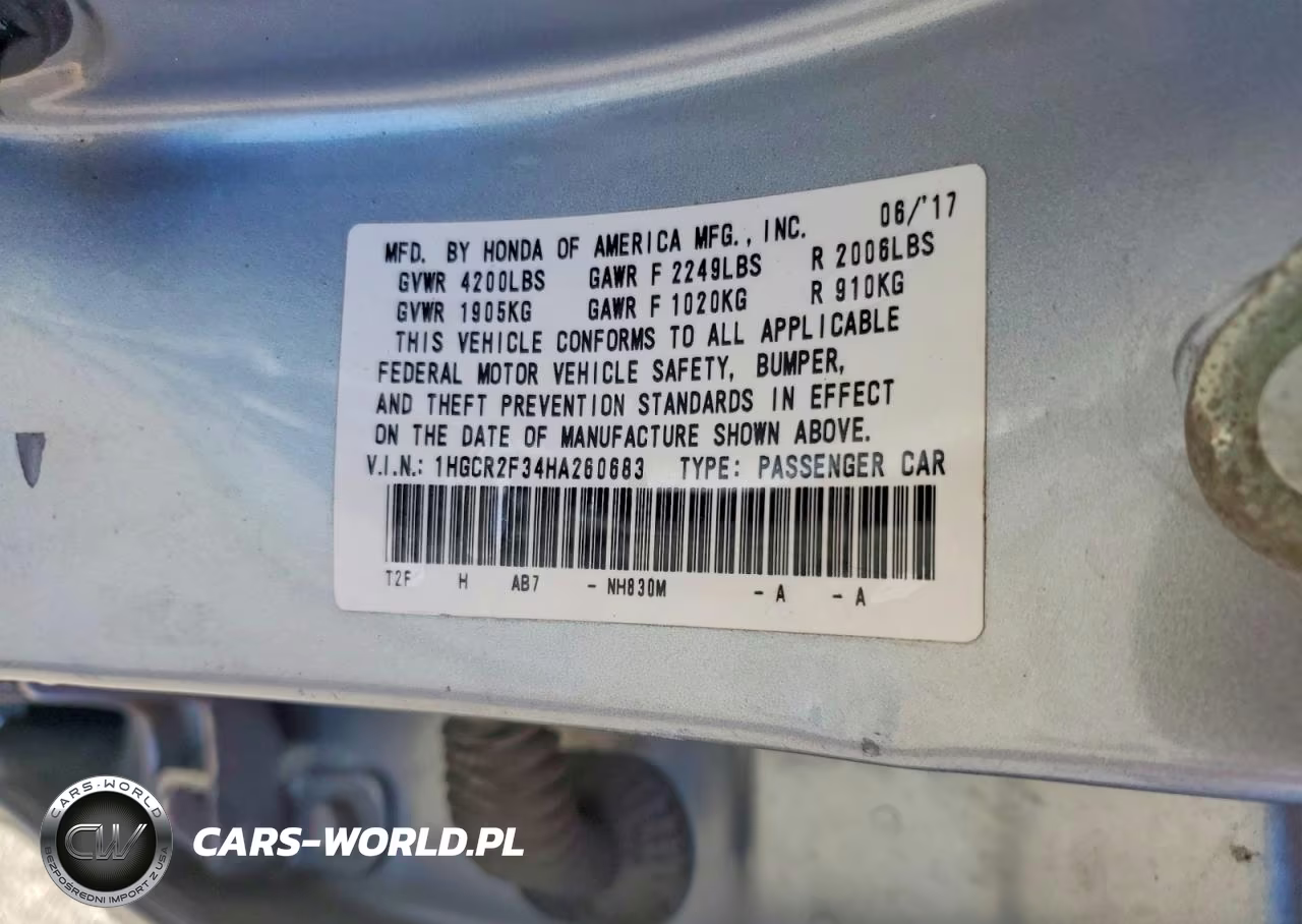 2017 Honda Accord Lx VIN:1HGCR2F34HA260683 - 12