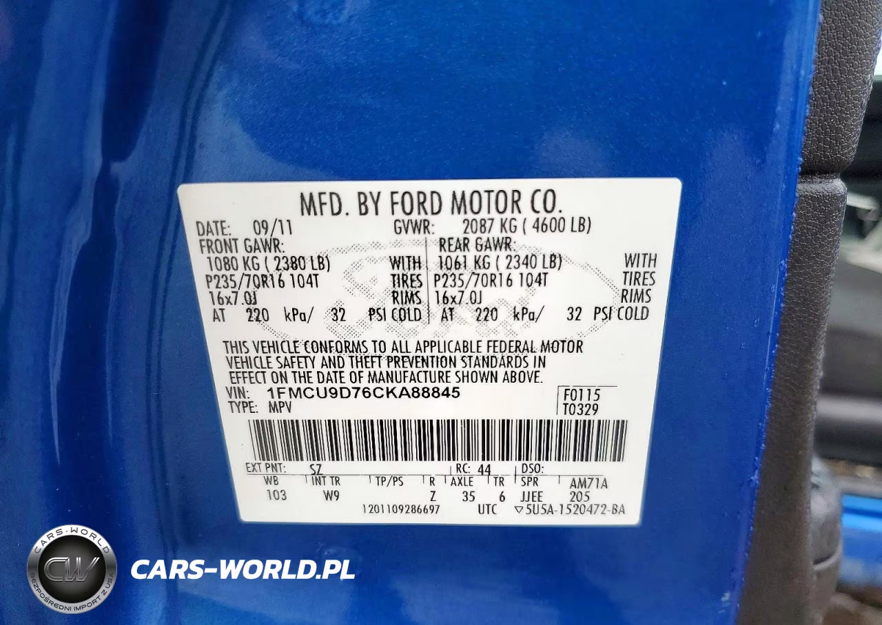 2012 Ford Escape Xlt VIN:1FMCU9D76CKA88845 - 13