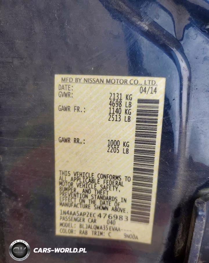 2014 Nissan Maxima 3.5 S VIN:1N4AA5AP2EC476983 - 12