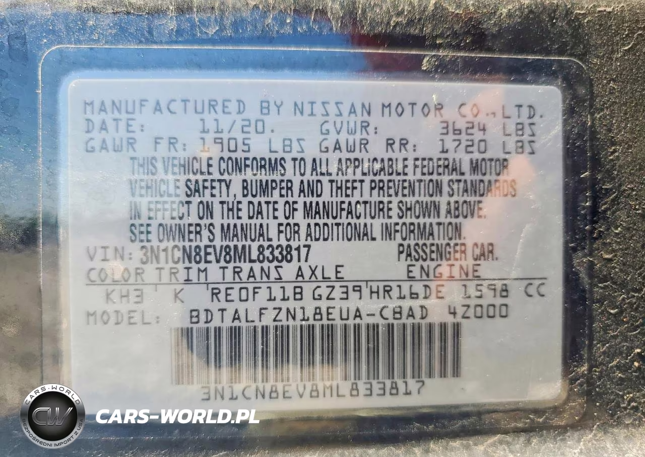 2021 Nissan Versa Sv VIN:3N1CN8EV8ML833817 - 13