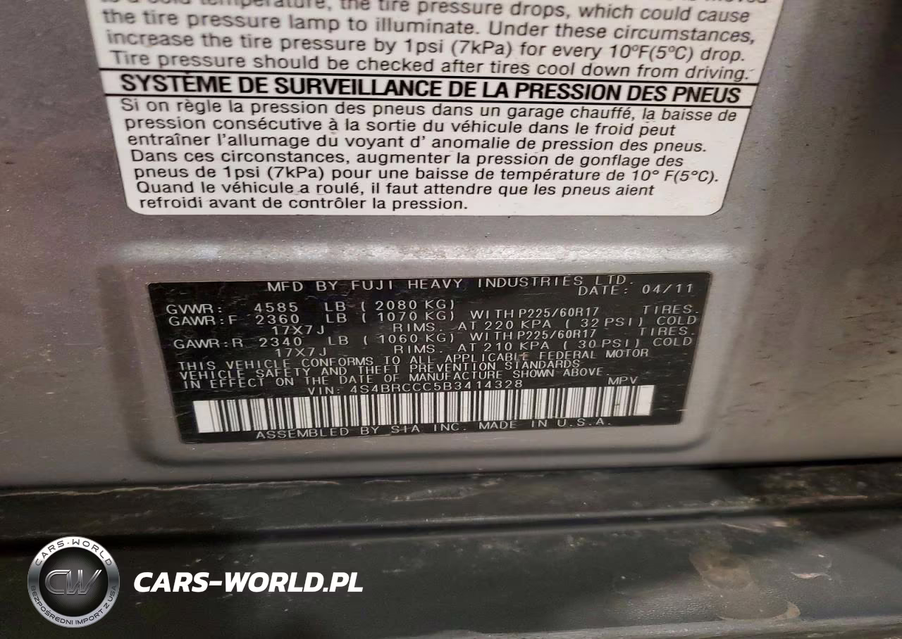 2011 Subaru Outback 2.5I Premium VIN:4S4BRCCC5B3414328 - 13