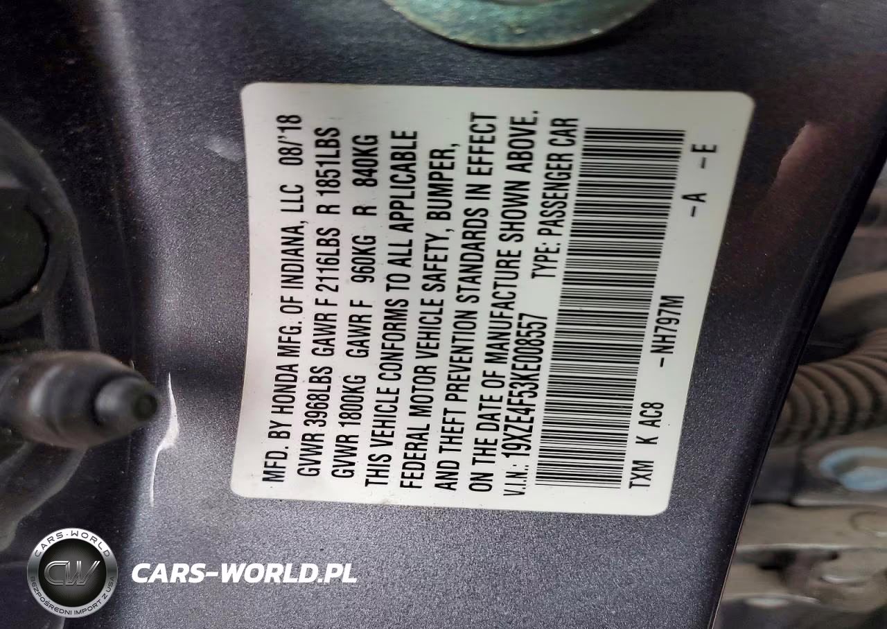 2019 Honda Insight Ex VIN:19XZE4F53KE008557 - 12