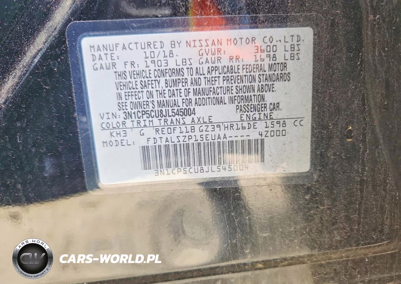 2018 Nissan Kicks Sv VIN:3N1CP5CU8JL545004 - 13