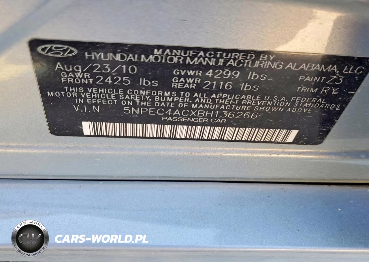 2011 Hyundai Sonata Se VIN:5NPEC4ACXBH136266 - 12
