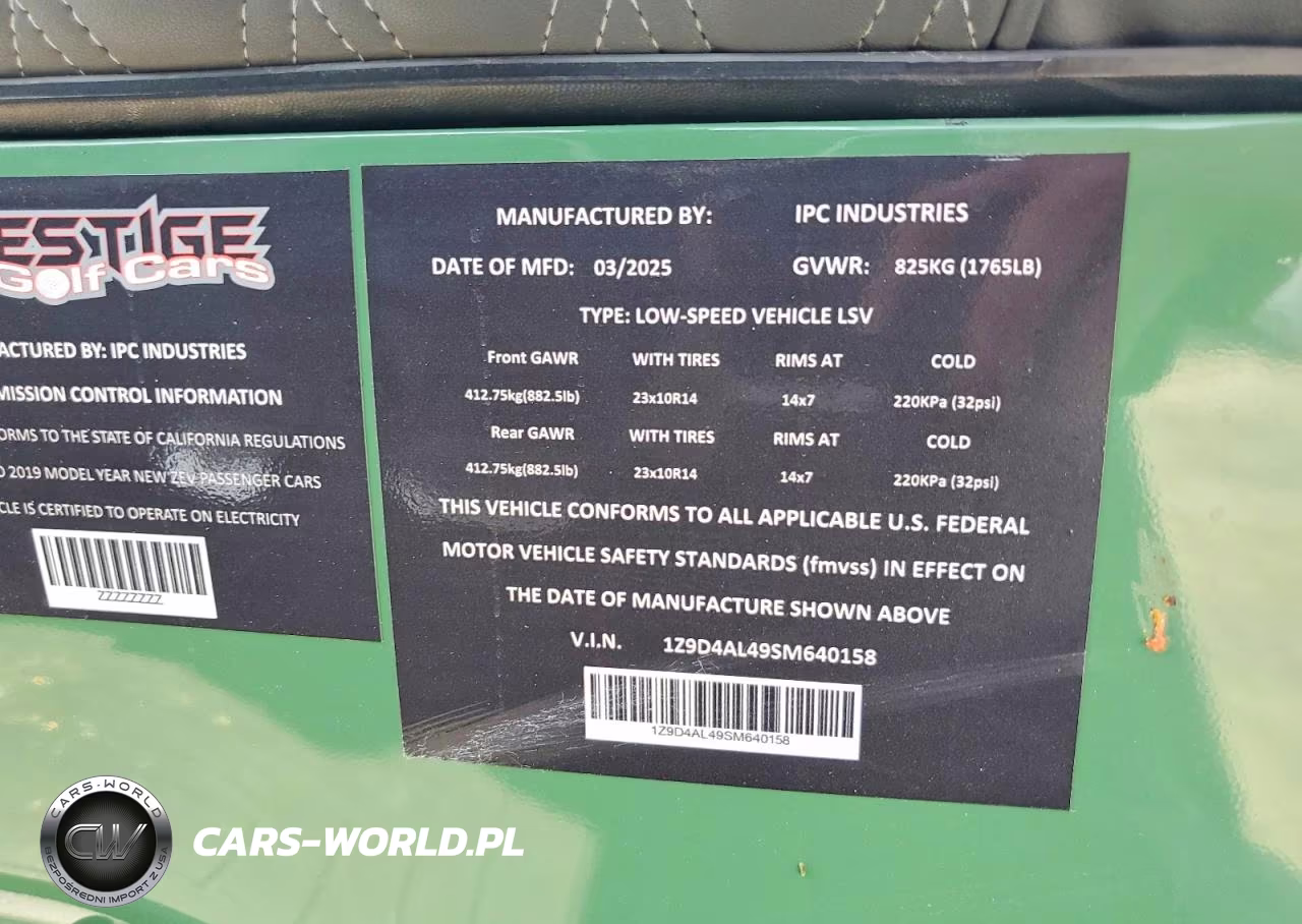 2025 Golflc Golf Cart 4 Seats VIN:1Z9D4AL49SM640158 - 10
