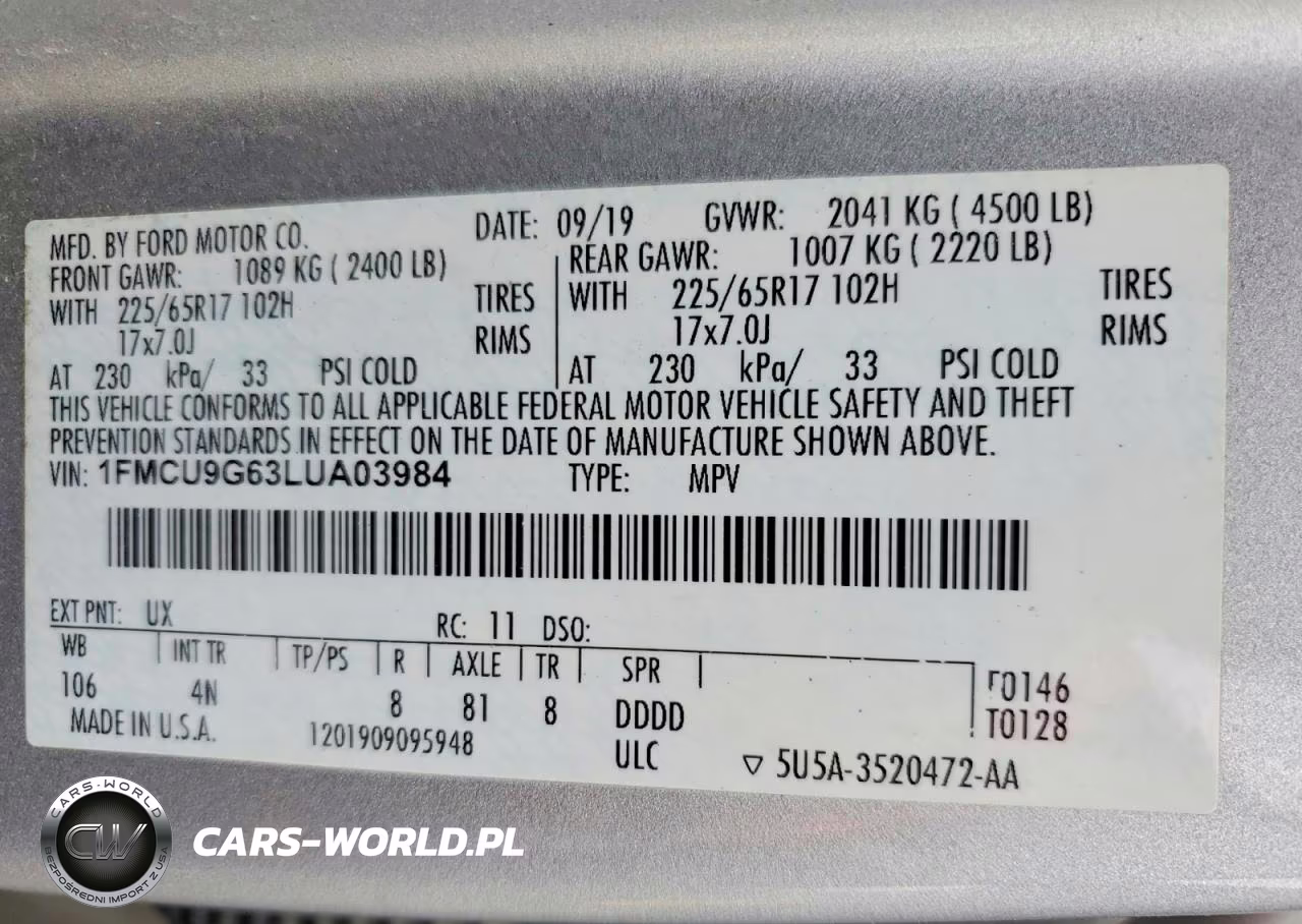 2020 Ford Escape Se VIN:1FMCU9G63LUA03984 - 13
