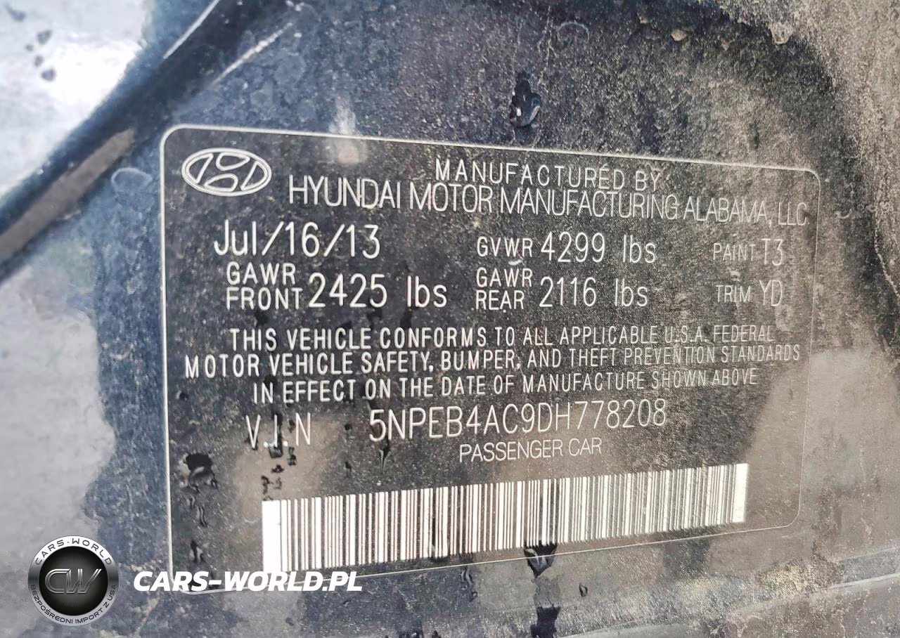 2013 Hyundai Sonata Gls VIN:5NPEB4AC9DH778208 - 13