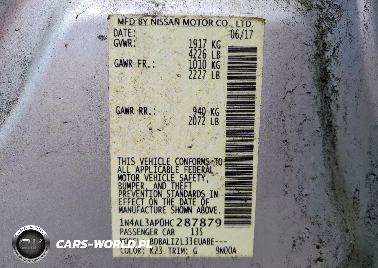 2017 Nissan Altima 2.5 Sv VIN:1N4AL3AP0HC287879 - 12