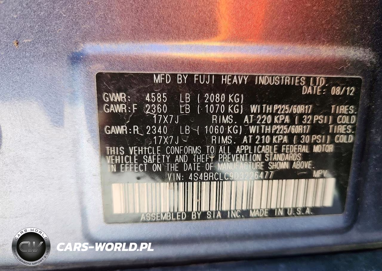 2013 Subaru Outback 2.5I Limited VIN:4S4BRCLC9D3226477 - 14