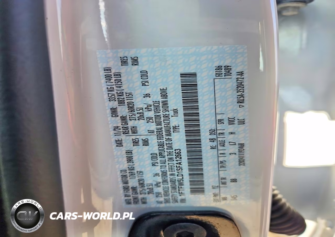 2025 Ford F150 Lariat VIN:1FTFW5LD1SFA12663 - 12