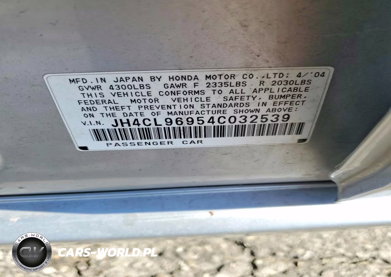 2004 Acura Tsx VIN:JH4CL96954C032539 - 12